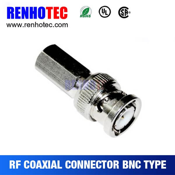 BNC type Plug connector twist on 75ohm crimp RG6
